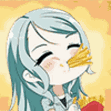 Sayo Hikawa eating fries